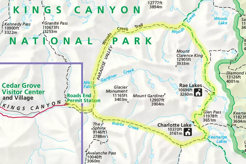 Rae Lakes Loop Map Rae Lakes Loop In Kings Canyon National Park - Lasting Adventures |  Top-Rated Guide Services