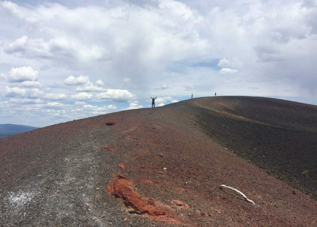 Standing on top of the volcano on our Lassen Cinder Cone Loop Trip