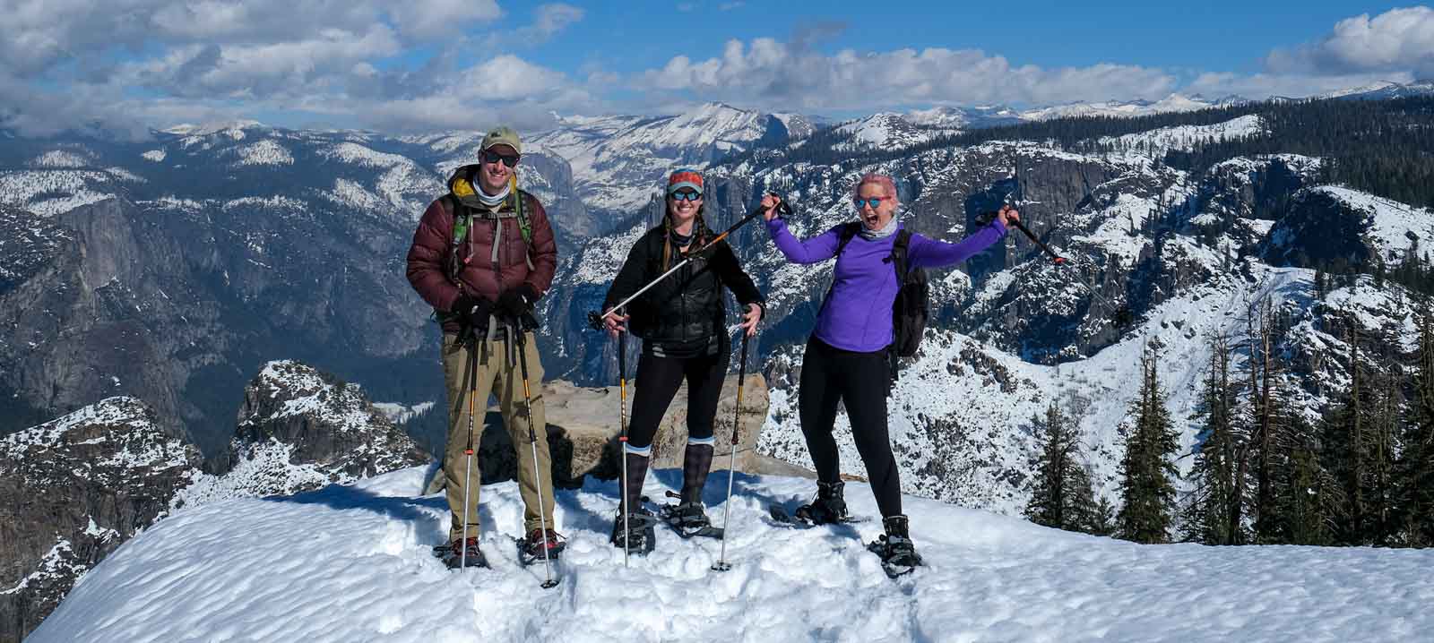 Participants enjoying Snowshoeing in Yosemite