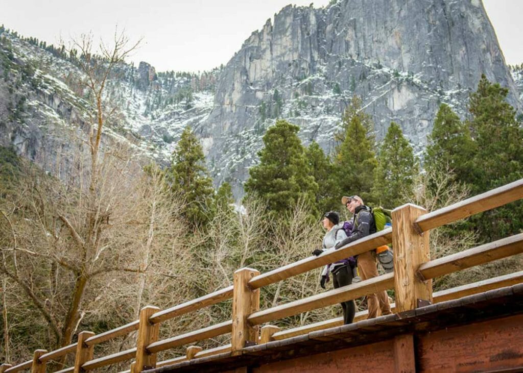 Couple enjoying winter in Yosemite