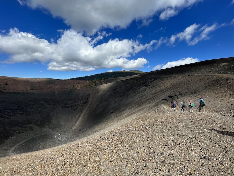 Hiking along the top of Cinder Cone.