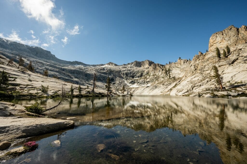 Alta Peak reflected in Pear Lake along one of our top backpacking trips in Sequoia National Park
