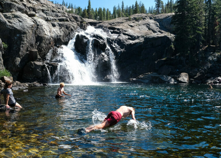Backpacking Swimming in Yosemite