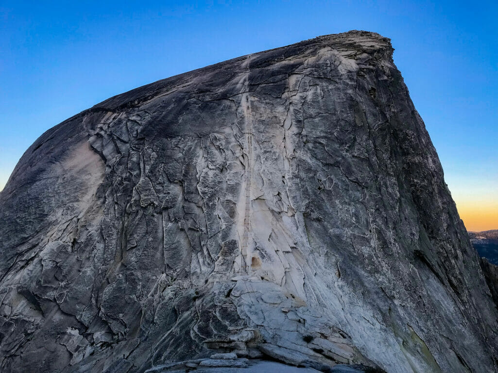 Half Dome cables viewed at sunrise