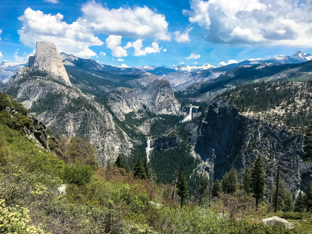 Half Dome, Mt. Broderick, Liberty Cap, Vernal and Nevada Fall from Glacier Point