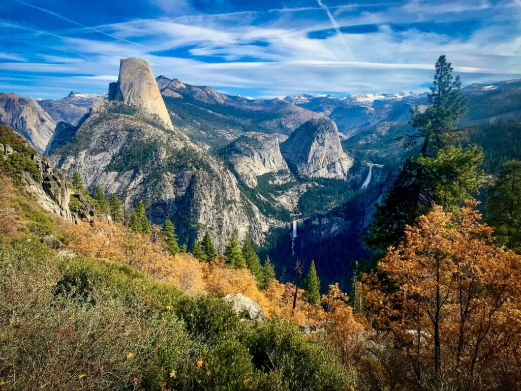 View of Half Dome from Glacier Point in the fall.