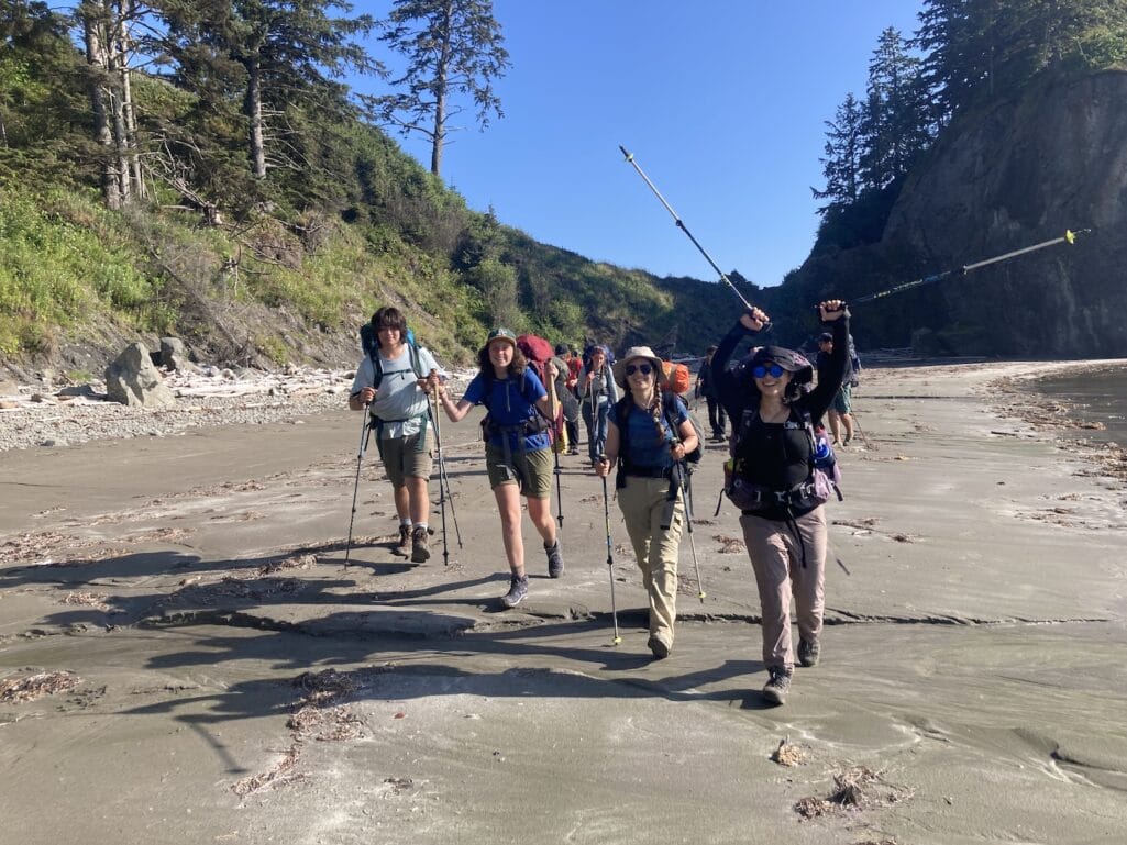 Teens hiking the Olympic Coast on an epic Outdoor Summer Camp trip