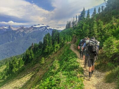 A teen backpacking in the mountains of Olympic National Park