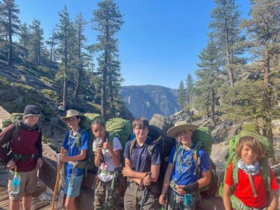 Kids ready to go on our backpacking summer camp adventure in Yosemite