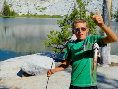 Fishing on a Yosemite summer camp for kids
