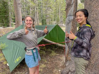 Pitching a tent on a Yosemite summer camp trip