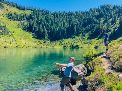 Fishing on an outdoor summer camp adventure in washington state