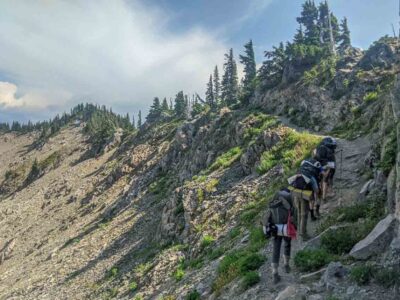 Heading up the mountain for a summer camp adventure in n Olympic National Park