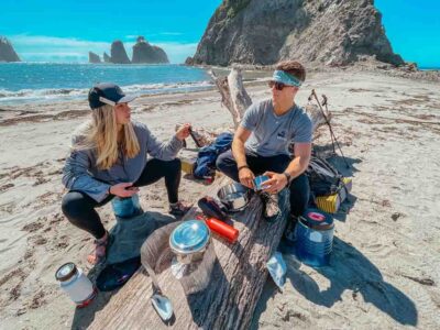 Taking a lunch break on the beach during our Olympic National Park Summer Camp