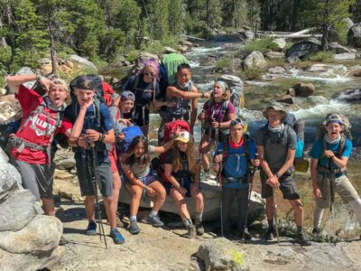 cheesing for the camera on a yosemite teen trip