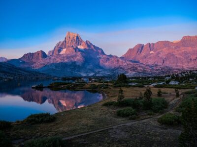 Mt Banner in the background with Thousand Island Lake in the foreground at sun set