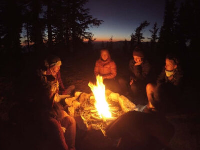 sitting around the fire during our yosemite young women's program