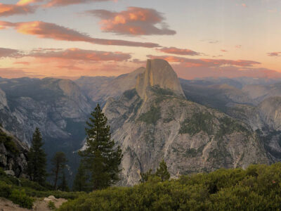 View from Glacier point to half dome on one of our Yosemite backpacking trips